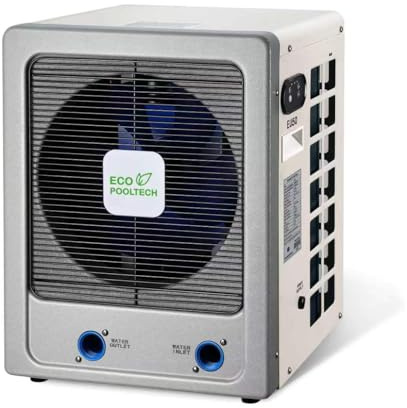 ECOPOOLTECH Pompa di calore inverter per piscina fino a 50 m³, potenza di riscaldamento max 6 kW, compressore Turbo-X, scambiatore di calore in titanio per piscine con acqua salata, Plug & Play, nota