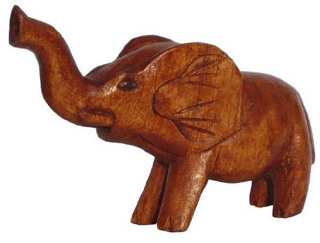 Wogeka - Kleiner afrikanischer Elefant - Holz-Tier Afrika Figur Dekoration Handarbeit Schnitzerei Geschenk-Idee für Geburtstag und Weihnachten KTier 54
