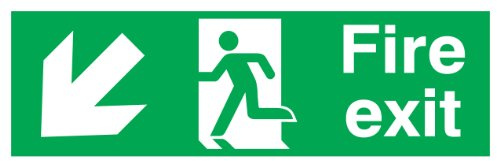 Signs & Labels FFX04011R Sign Board, Fire Exit Arrow Down Left
