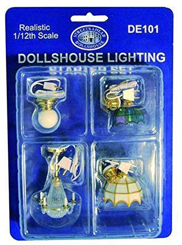 Melody Jane Dolls House Ceiling Lamp Starter Kit 4 Lights Wedding Cake Tiffany & Globe Style