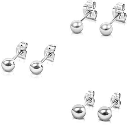 DTPsilver - Boucle d oreille Femme - Boucle Oreille Argent - Clou Oreille Argent Femme - Lot Bijoux Femme - Piercing Oreille Argent - Argent Sterling - Sterling Silver Earrings - Diamètre: 4, 5, 6 mm