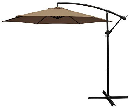 DEGAMO Ampelschirm 300cm taupefarben mit Ständer, Gestell Aluminium, UV Schutzfaktor 50+, Material Bezug 100% Polyester, Material Untergestell Aluminium, Gewicht 10kg