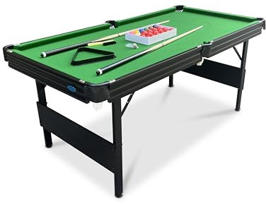 Gamesson Crucible Folding Snooker Table - 6' | Engineered Wood, Alloy Steel Frame | Green Felt Playing Surface | 184x93x82cm | Easy Setup & Portable | Ideal for Home & Clubs | Billiards & Pool