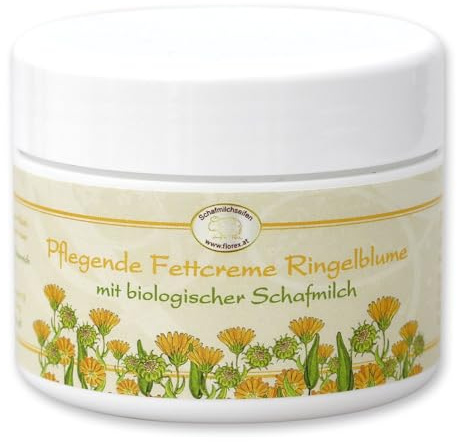 Florex Fettcreme mit Ringelblume & Bio Schafmilch 125ml aus Österreich- intensiv pflegende Creme mit Lanolin (Wollfett) zur Regeneration rissiger & strapazierter Haut mit desinfizierende Wirkung
