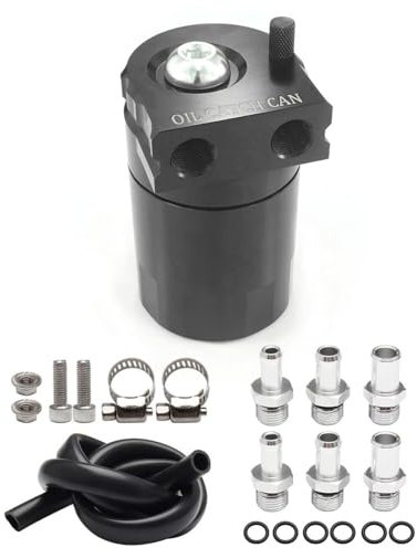 Heinmo Polish Sconcertato universale in alluminio raccogli olio può serbatoio serbatoio lattine filtro sfiato con kit tubo