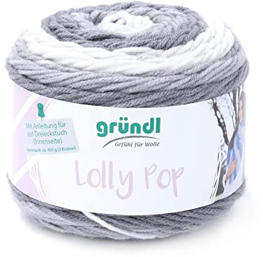 Gründl Lolly Pop 100% Polyacryl 4 x 150 g, Silver Swirl | Häkel- und Strickgarn - Dicke Wolle mit Farbverlauf - Weich und hautfreundlich - 150 g / 240 m - Nadelstärke 5–6