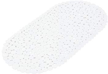 PVC Badewanneneinlage 36x69cm Steinoptik Badewanne Wanne Anti Rutsch Einlage Matte Badewannenmatte Duschmatte Antirutschmatte rutschfest Kiesel Steine BPA frei (Weiß)