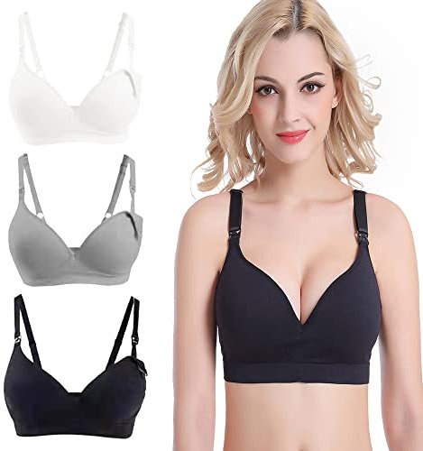 Bllatta Femme Soutien-Gorge Maternité Allaitement Soutien-Gorge d'allaitement Soft Cup Bras Allaitement Armatures 3Pcs