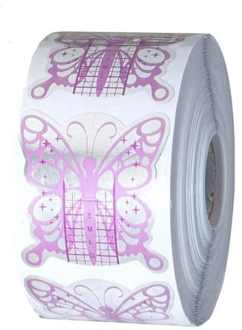 Nailfun Nageschablonen 500 Stück selbstklebende Nailart Gel- Acryl- Modellier- Schablonen Butterfly silver purple