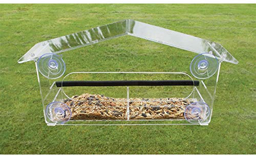 Ryom Fenster-Vogel-Futterstation Vogelhaus Window Acryl, zur Monatage am Fenster, 37 x 11 x 17,5 cm