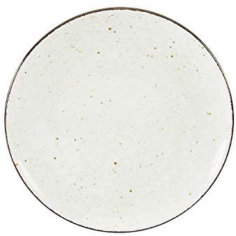 CreaTable Vintage Nature Frühstücksteller 21cm Porzellan, handgemalt, gesprenkelt, weiß