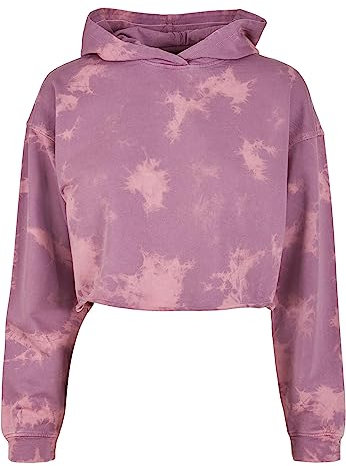 Urban Classics Ladies Oversized Short Bleached Hoody Felpa con Cappuccio, Viola Scuro, XXXXL Donna