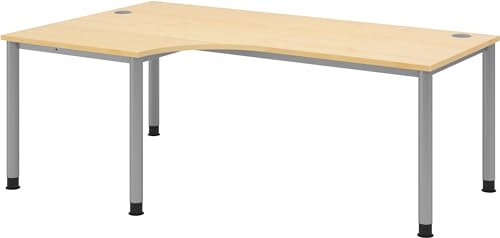 bümö Schreibtisch manuell höhenverstellbar | Bürotisch in 8 Dekoren & 7 Größen verfügbar | Büroschreibtisch (Eckschreibtisch: 200x120 cm, Ahorn)