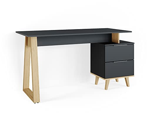 Vicco Schreibtisch Nautica, Anthrazit, 138 x 60 cm | mit Schubladen, L, kombinierbar mit Möbeln der Neptun-Kollektion