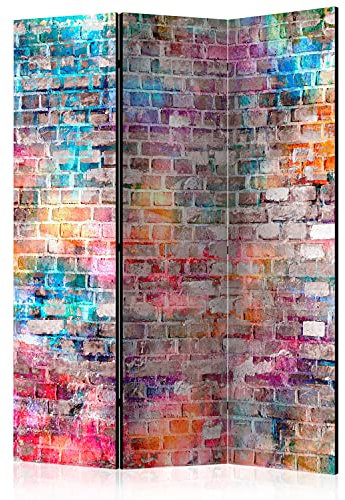 murando Akusticher Raumteiler Ziegel Foto Paravent 135x172 cm beidseitig auf Vlies-Leinwand bedruckt Akustikschaum Trennwand Spanische Wand Sichtschutz Home Office 3D Effekt Steinwand f-B-0131-z-b