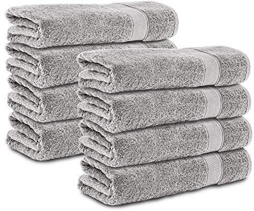 Komfortec 8er Handtücher 50x100 cm Set aus 100% Baumwolle, Frottee, Weich, Silber