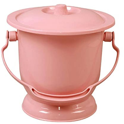 MagiDeal Pot de chambre avec couvercle, bassin crachoir résistant aux éclaboussures couleur vive enfants adultes avec poignée pratique en plastique, ROSE