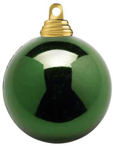 Deco Woerner Tannengrüne, glänzende Weihnachtskugeln aus schwer entflammbarem Kunststoff, 15 cm Ø - 3 Stück