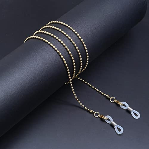 Brillenkette Retro Metallperlen Brillenkette Fashion Lanyard Anti-Rutsch-Brille Anti-Lost Lanyard Kette Unisex Accessoires Gold