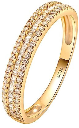AMDXD 18K Gelbgold 750 Ring für Damen, Ewigkeitsring Memoirering Eheringe mit 0.25ct Diamant Prinzess, Au750 Gold Trauringe Diamantring Pärchen Ringe Echtschmuck, Gold, Gr.49