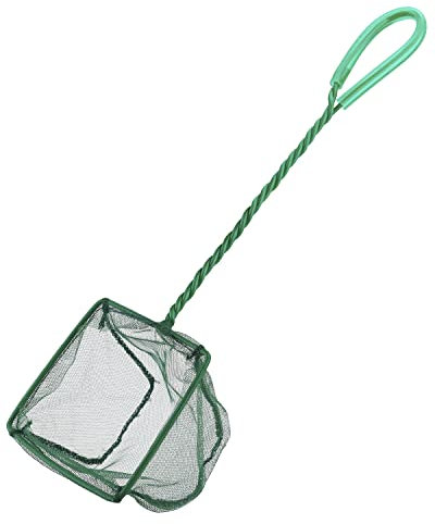 Uniclife 10/15/20/25 cm Aquarium Fish Net Fine Mesh Fish Catch Nets with Plastic Handle - Green (10 cm(4 Pcs))