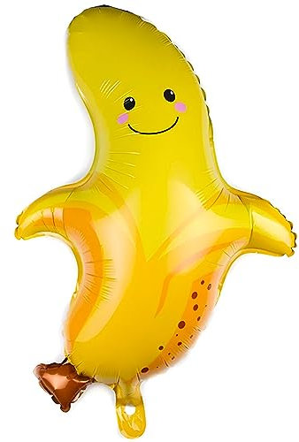 Folienballon Food, Banane - Großer, auffälliger Partyballon in Lebensmittel-Form, ca. 49,5 * 69,5 cm - Perfekt für Geburtstage, Sommerfeste, Kinderpartys und Dekorationen, gelb