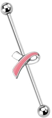 Taffstyle Piercing Hantel Barbell Industrial Chirurgenstahl Ohr Cartilage Helix Tragus Intim Brust Stab Ohrpiercing Silber mit Brustkrebs Bewusstseins Band