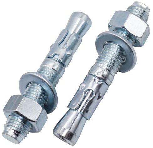 SKIR'CO Ancoraggi a cuneo zincati M16 x 100 mm, tasselli in metallo, bullone di ancoraggio, ancoraggio per muratura, ancoraggio per calcestruzzo, 10 pezzi