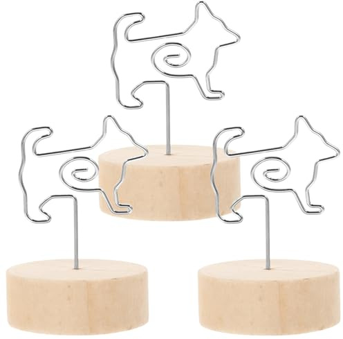 Tierischer Notizclip 3 Stück Packung und Aluminiumlegierung | Beige Tischkartenhalter für Schreibtisch und Büro, Wiederverwendbar, Leicht, für Namenskarten und Notizen