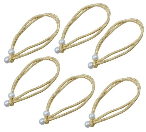 UMCHU 6 Stück geflochtene Vorhang Krawatte Seil Gürtel,Perlenvorhang Raffhalter 40cm, für Wohnzimmer, Schlafzimmer, Café (Hellgold)
