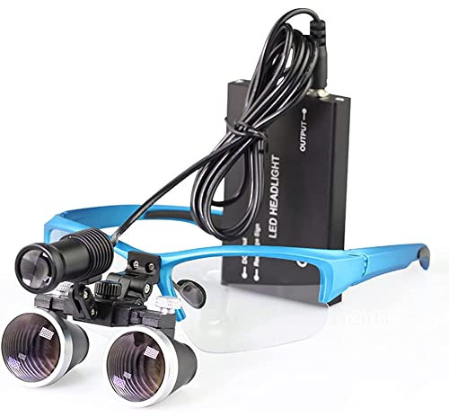 Dentist Lupenbrille Mit Licht Werkzeuge Fachmann Betrieb Binokular Lupen Surgical Brillenlupe Für Zahnarzt Kopf Montiert Loupes Optisches Glas Verwendung Der Kosmetischen Chirurg(Size:3.5X,Color:Blau)
