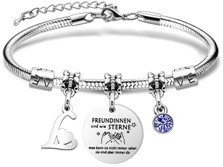 SAMORION Freundschaft Armbänder Anfangsbuchstaben Armbänder Geschenk für Frauen Beste Freunde Königsblau Kristall Zarten Schmuck für Sie (L)