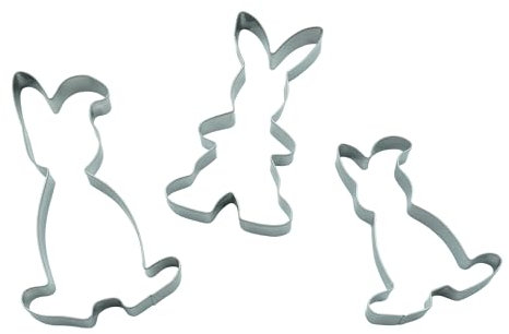 BekkiB 3er-Set Ausstechformen Hasen - Ausstecher für Ostern - Osterhasen-Ausstecher aus Edelstahl sind spülmaschinengeeignet - 7221
