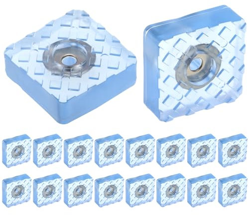 QWORK® 18 Pezzi Piedini Gomma Antiscivolo 30x30x10 mm, Gommini Sedie Quadrati con Vite per Tavolo, Scrivania, Sedia, Divano - Trasparente