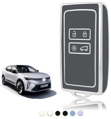 TOOMUME Coque Clé, Etui Cles Étui Clés Carte Adapté pour Renault Scenic 4 Megane Talisman Koleos Kadjar Clio Captur Espace Zoe Dacia Duster, Couvre Clef Cache Cle Voiture Telécommande - Smart Key