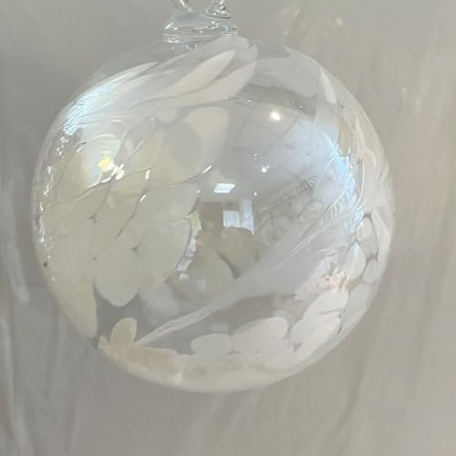 Kugel zum hängen Glaskugel Ornament weiß klar Fensterdekoration mundgeblasenes Kristallglas Durchmesser ca. 8 cm