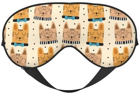 Schlafmaske für Frauen und Männer, klassisches Cartoon-Katzen-Design, weiche Reise-Augenmaske, Schlafmaske mit verstellbarer Schnalle für Frauen und Männer