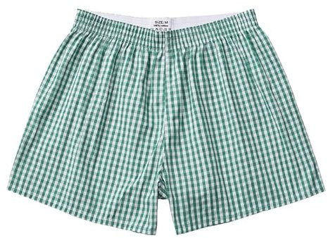 Hialegion Weite Boxershorts Damen Baumwolle Y2K Fashion Schlafhose Sommer Freizeithose Pyjama Shorts Gingham Kurze Hosen Grüne Karo M
