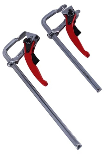 GIVIHGETI 2 Stücke Schraubzwingen Set 200mmx60mm+300mmx60mm Ratsche Schnelle Veröffentlichung Schraubzwinge profi Spannzwingen für Multifunktionstische Einhandzwinge Niederhalter Hebelzwinge