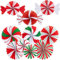 EASY JOY 10Pcs Christmas Candy Paper Fans Decorations Indoor Christmas Ceiling Candy Party Decoration Peppermint Hanging Paper Fans for Holiday Xmas Classroom Decor