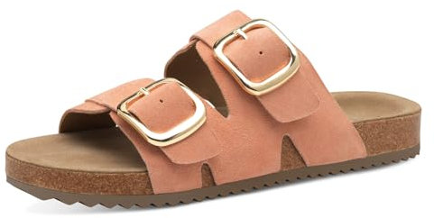 s.Oliver Damen Pantoletten aus Leder mit Schnallen, Rosa (Peach), 39 EU