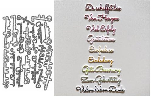 Sredwtk Schriften Deutsch Stanzschablonen Metall Prägeschablonen Stanzformen Schneiden für DIY Karte Sammelalbum Scrapbooking Fotoalbum Deko Cutting Dies