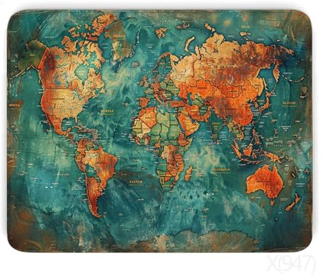 Tapis de Souris Carte du Monde, Tapis de Souris Gamer XXL 240x200x3mm, Tapis Souris rétro Tapis de Bureau Lisse et Base en Caoutchouc Anti-Dérapant Soft Cloth Résistant à l'eau pour Bureau Decor