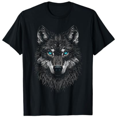 Wolf Tiermotiv Blaue Augen Kunstwerk Wolf T-Shirt