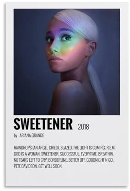 Ariana Grande SweetenerArt Album, Leinwandgemälde, Wandkunst-Deco, Hip-Hop-Musikalbum, Ölgemälde, Deko-Leinwand, 50 x 75 cm, ungerahmter Stil 31