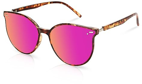 Sumato Retro Runde Sonnenbrille für Damen, mit klassischem trendigem Rahmen, UV400 Schutzbrille (Tortoise)