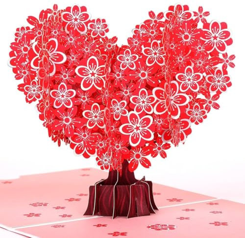 Pop-Up Cuore Carta, Dolce Biglietto d'Amore 3D per Moglie e Amante, Carta Regalo Romantica con Cuore per Compleanno, Anniversario di Matrimonio, San Valentino, Biglietto d'Auguri