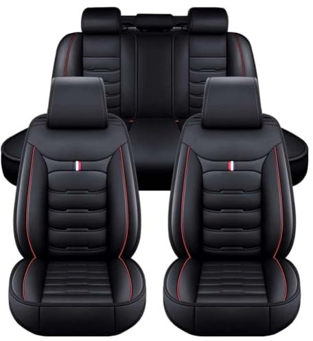 NanDeZ Autositzbezüge Set für Suzuki Jimny 2007-2024, PU Leder Allwetter Wasserdicht Autositzbezug Vorne Und Hinten Auto Sitzschoner,D/Black-Red