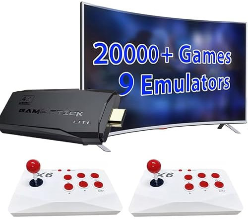 Retro Gaming Console, Video Game Mini Stick with Built-in 9 Emulators, 20000/40000+ Games, Dual 2.4G Wireless Arcade Stick Controllers, 4K HD Output, Classic Mini Retro Game Console (64g)