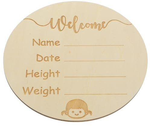 Abaodam Holz Geburtsschild Runde Form Neugeborenenschild Namensschild Für Kinderzimmer Ankündigungstafel Aus Naturholz Für Geburtserinnerung